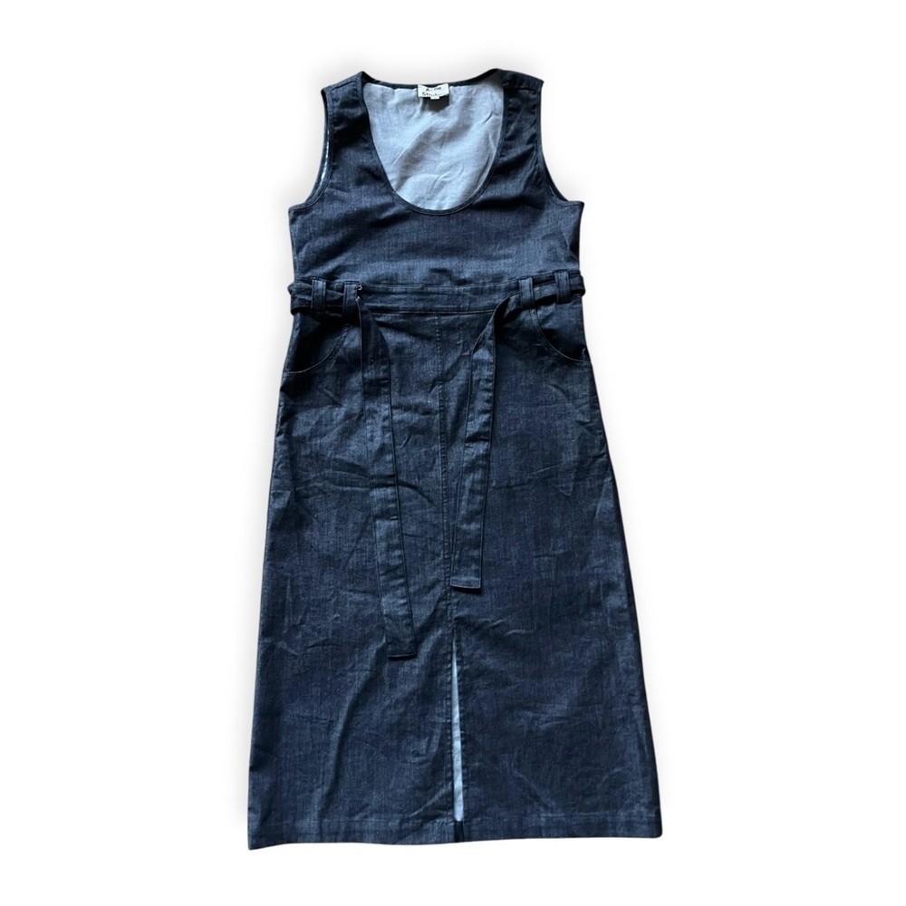 Acne Sleeveless Indigo Blue Denim Tie-Waist Midi Dress - Picture 2 of 7
